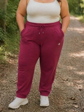 Champion Magenta Cozy Joggers Plus Size | Cotton Blend Drawstring Lounge